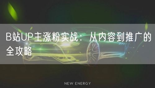 B站UP主涨粉实战：从内容到推广的全攻略