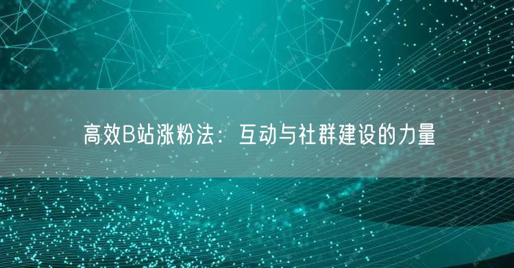 高效B站涨粉法：互动与社群建设的力量