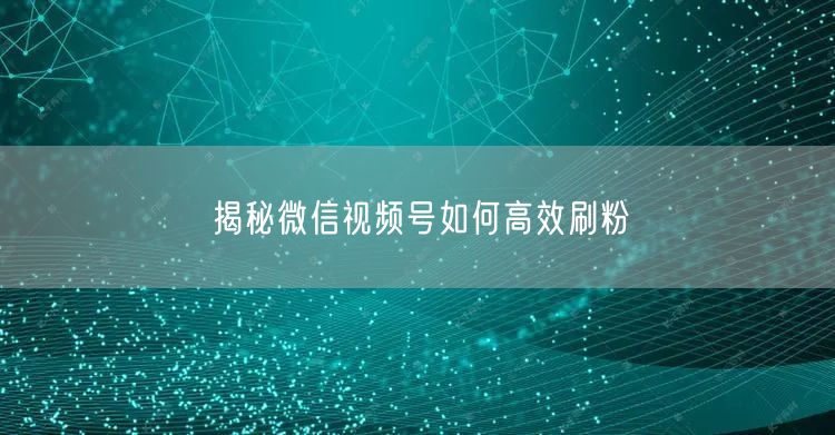 揭秘微信视频号如何高效刷粉