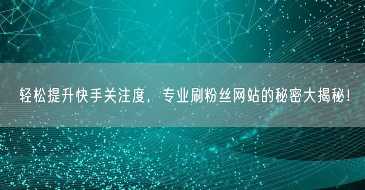 轻松提升快手关注度，专业刷粉丝网站的秘密大揭秘！