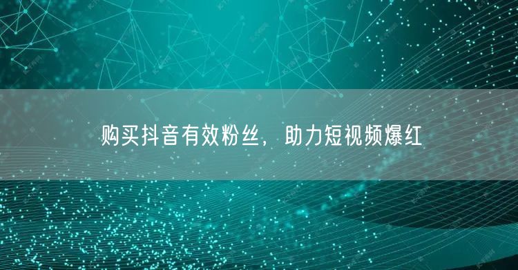 购买抖音有效粉丝，助力短视频爆红