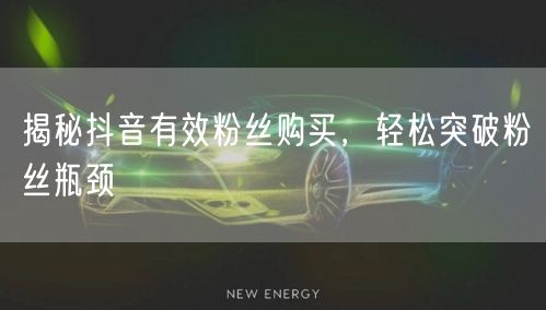 揭秘抖音有效粉丝购买，轻松突破粉丝瓶颈
