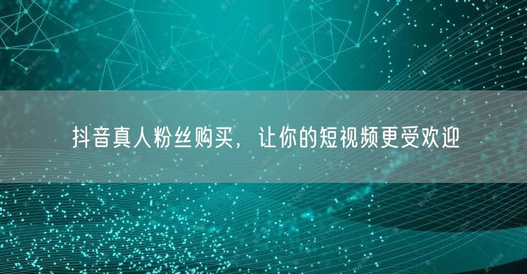 抖音真人粉丝购买，让你的短视频更受欢迎